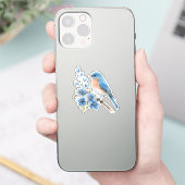 Blue bird with blue flowers sticker (Telefoon)