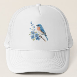 Blue bird with blue flowers trucker pet