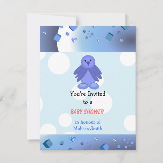 Blue Birdie Baby shower Invitation Kaart (Voorkant)