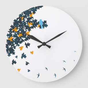 blue birds clock grote klok