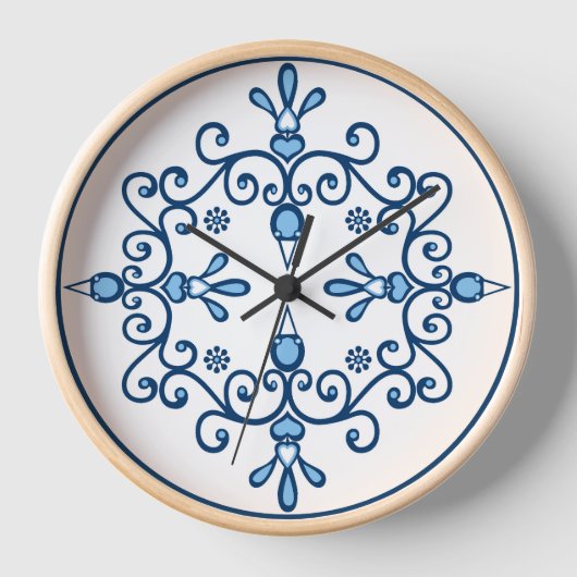 Blue birds folk design grand horloge (Recto)