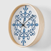 Blue birds folk design grand horloge (Angle)