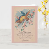 Blue Birds Good Wishes Wenskaart Kaart (Gele Bloem)