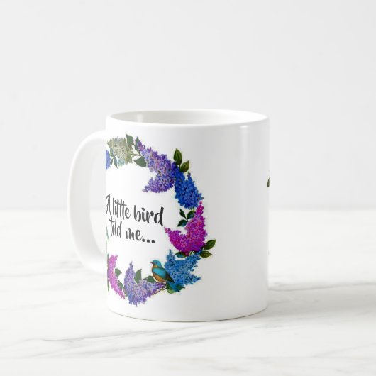 Blue Birds Lilac Fleurs Coffee Cup Mug (Devant gauche)