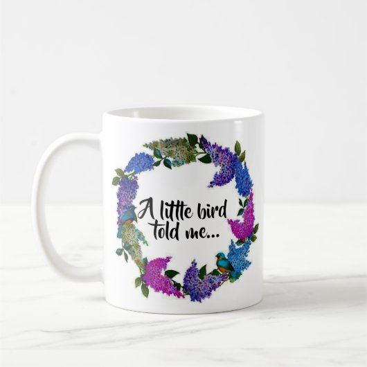 Blue Birds Lilac Fleurs Coffee Cup Mug (Gauche)