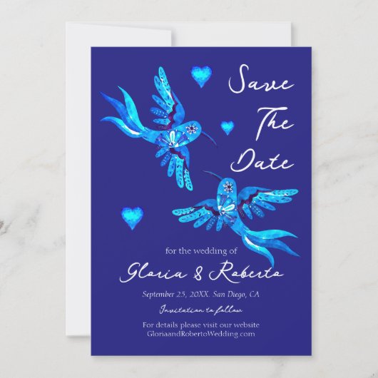 Blue Birds Mariage Mexicain Enregistrer La Carte D (Devant)