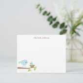 Blue Birds Nest Baby shower Merci Cartes (Debout devant)