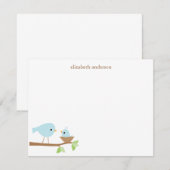 Blue Birds Nest Baby shower Merci Cartes (Devant / Derrière)