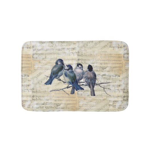 Blue Birds  Sheet Music Bath Mat (Voorkant)