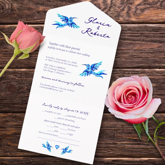 Blue Birds tout en un mariage mexicain Invitation