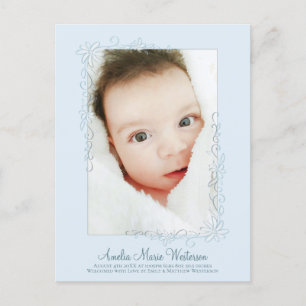 Blue Birth Announcement Boy Briefkaart