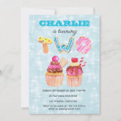 Blue Birthday 2e Schattigee Cup Cake Invitation Kaart (Voorkant)