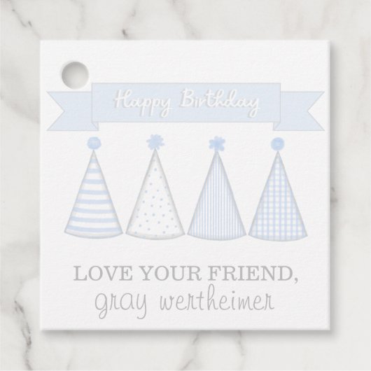Blue Birthday Banner Pet Gift Label (Voorkant)