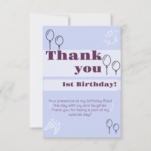 Blue Birthday bedankkaart (Voorkant)