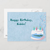 Blue Birthday Briefkaart (Voorkant / Achterkant)