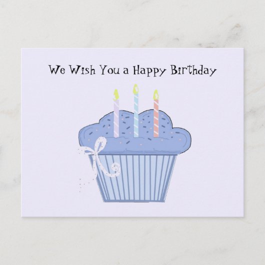 Blue Birthday Cupcake Briefkaart (Voorkant)