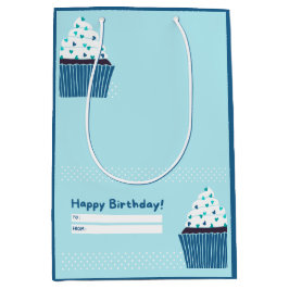 Blue Birthday Cupcake Medium Cadeauzakje