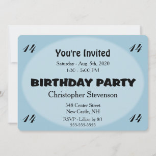 Blue Birthday Invitation Kaart
