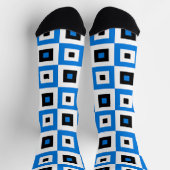 Blue Black and White Checkered Squares Pattern Sokken (Top)