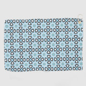 Blue, black and white geometric patterned  golfhanddoek (Horizontaal)