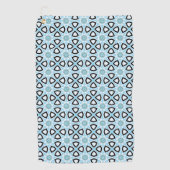 Blue, black and white geometric patterned  golfhanddoek (Voorkant)