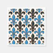 Blue Black Baroque Fleur-de-lis Pattern Design Servet (Voorkant)
