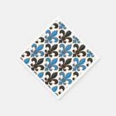 Blue Black Baroque Fleur-de-lis Pattern Design Servet (Hoek)
