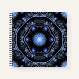 Blue Black Blauwgroen Shining Lace Boho Fractal Ma Notitieboek