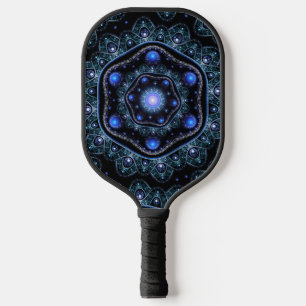 Blue Black Blauwgroen Shining Lace Boho Fractal Ma Pickleball Paddle