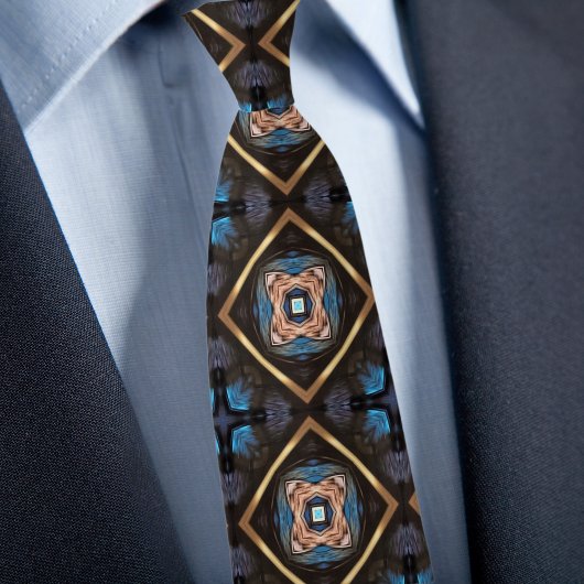Blue Black Bronze Diamond Pattern Stropdas