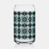Blue Black Checker Argyle Pattern Blikvorm Glas (Achterkant)