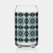 Blue Black Checker Argyle Pattern Blikvorm Glas (Links)