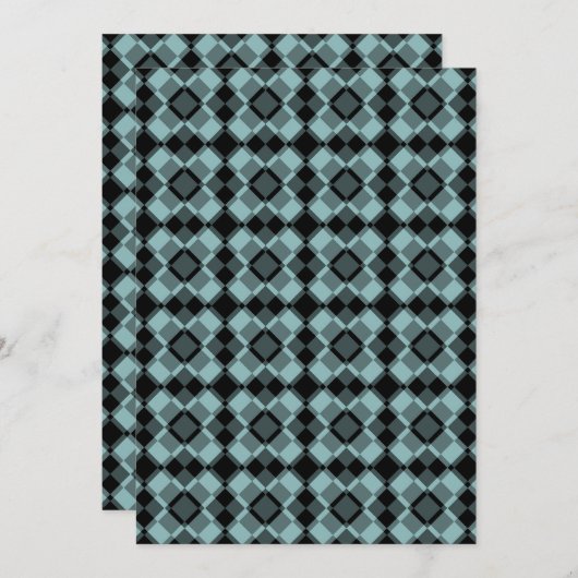 Blue Black Checker Argyle Pattern Kaart (Voorkant / Achterkant)