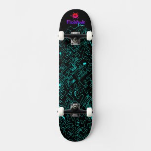 Blue Black Cyber Skateboard