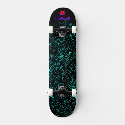 Blue Black Cyber Skateboard (Voorkant)