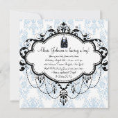 Blue Black Damask Baby Boy Shower Invitations (Dos)