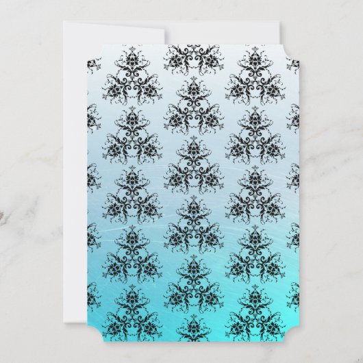 Blue Black Damask Classy Wedding invitations (Dos)