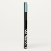 Blue Black Damask Hand Lettered Monogram Naam Case-Mate iPhone Case (Achterkant/rechts)