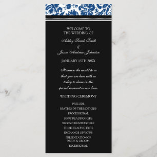 Blue Black Damask Wedding Program Programma