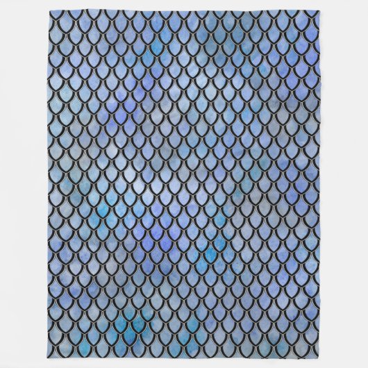 Blue Black Dragon Scale Blanket Fleece Deken (Voorkant)