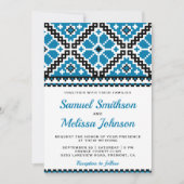 Blue Black Embroidery Ukraine Wedding Kaart (Voorkant)