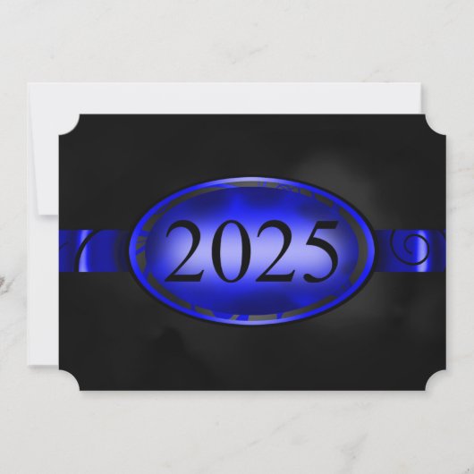 Blue & Black Floral Button 2025 Afstudeerfeest Kaart (Voorkant)