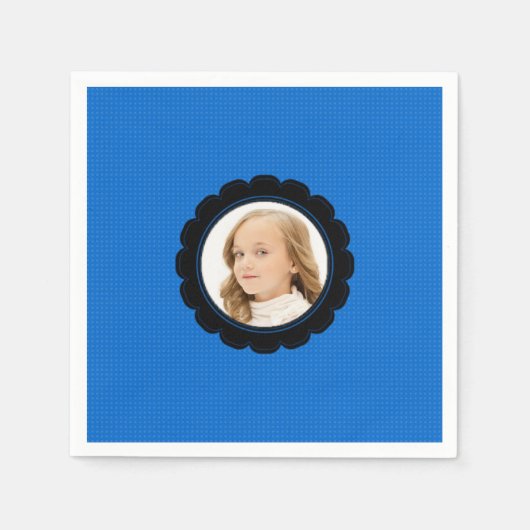 Blue Black Flower Vervang Afbeelding Servet (Voorkant)