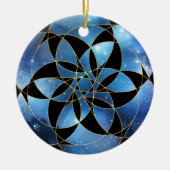 Blue Black Gold Sacred Geometry Keramisch Ornament (Voorkant)