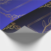 Blue&Black Gradient Golden Lijst Patterned Cadeaupapier (Hoek)