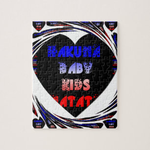 Blue Black Hakuna Matata Baby Kinder Design.png Legpuzzel