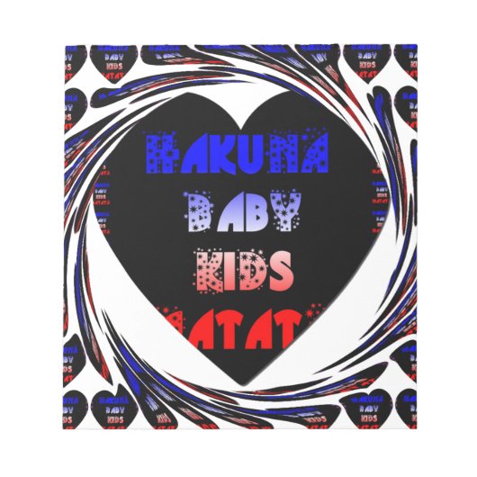 Blue Black Hakuna Matata Baby Kinder Design.png Notitieblok (Voorkant)