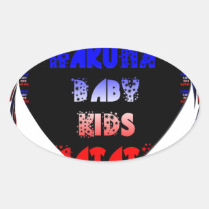 Blue Black Hakuna Matata Baby Kinder Design.png Ovale Sticker