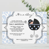 Blue Black Leopard Baby Boy Shower Invitations