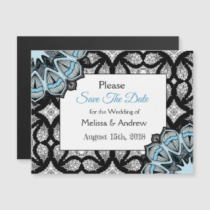 Blue Black Mandala Enregistrer la date Carte magné